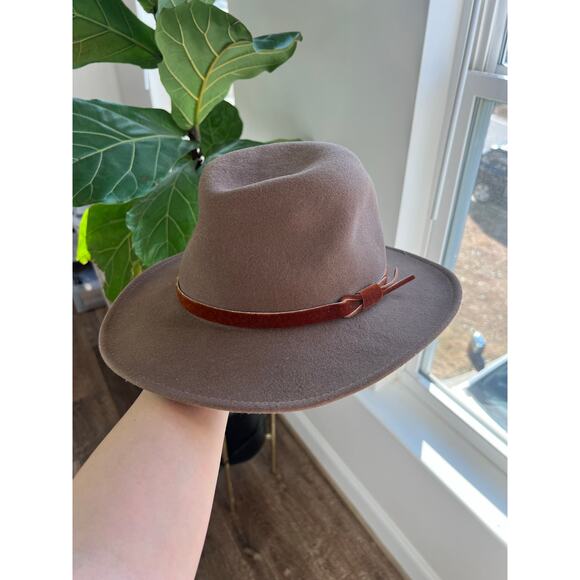 Flex Felt Accessories - Vintage Flex Felt Fedora Hat 100% Wool Leather Band Large USA Brown